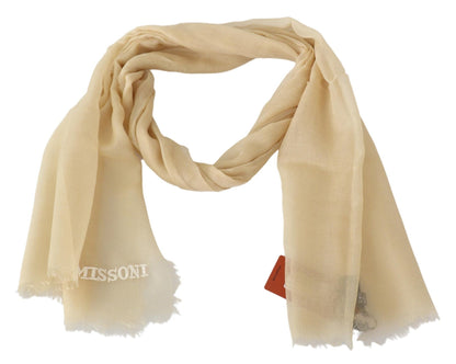 Italian-made 100% cashmere scarf with stylish fringes and brand logo