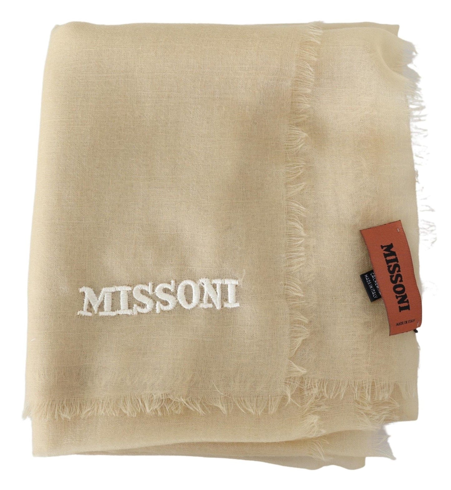 Brand new Missoni cashmere scarf in beige, 180cm x 70cm dimensions