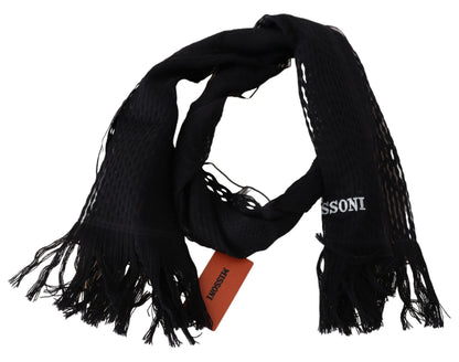  Luxurious Italian unisex scarf, 80% wool 20% silk, black color