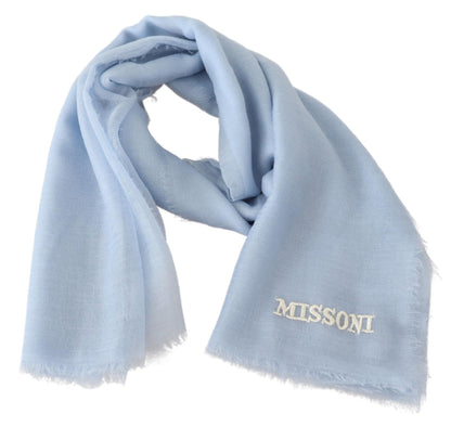 Unisex Italian-made cashmere scarf in delicate light blue