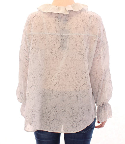 Intricately Detailed Blue Cotton Blouse with Italian Origin