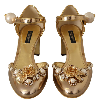 Stunning block heels adorned with clear crystals and logo details