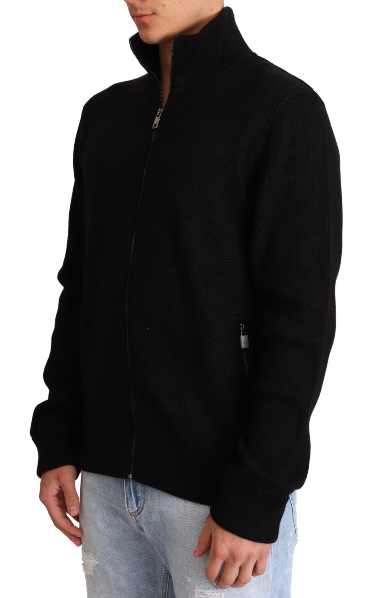 Stunning high neck silhouette with two practical front pockets