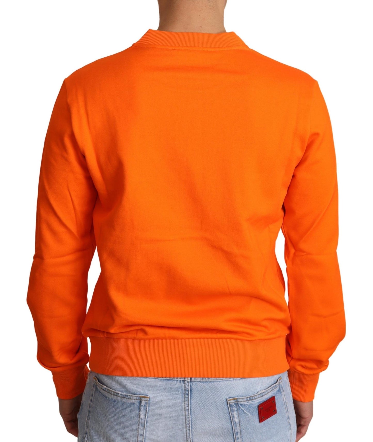 100% Authentic, new with tags pullover sweater in vibrant orange with iconic motif