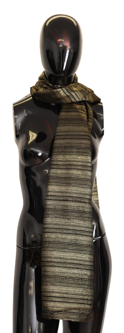 Dolce & Gabbana Elegant Gold Silk Blend Scarf logo details metallic gold