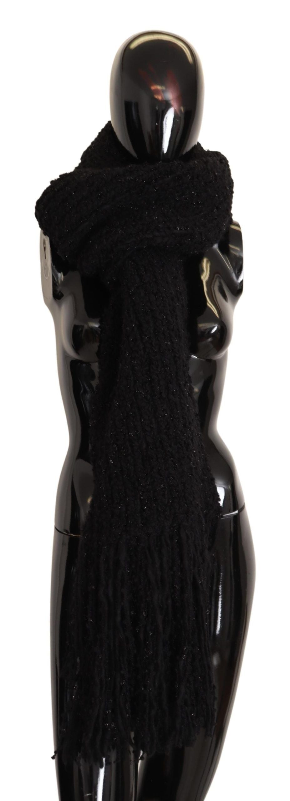 Luxurious black wool-blend scarf made in Italy by Dolce & Gabbana