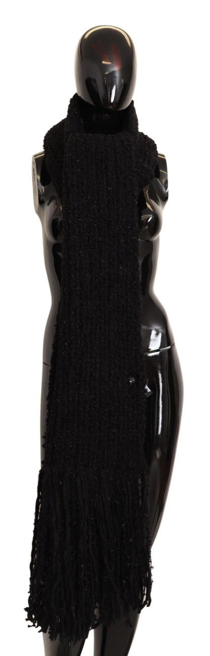 Dolce & Gabbana Elegant Black Wool-Blend Designer Scarf with logo details