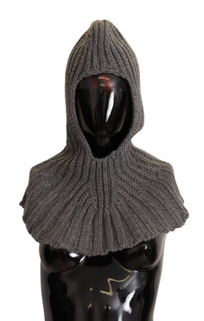 Exquisite gray Dolce & Gabbana cashmere hood scarf made in Italy