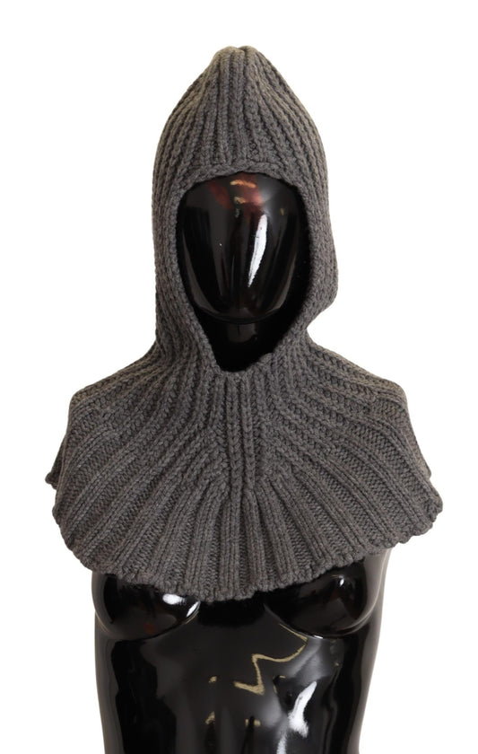 Exquisite gray Dolce & Gabbana cashmere hood scarf made in Italy