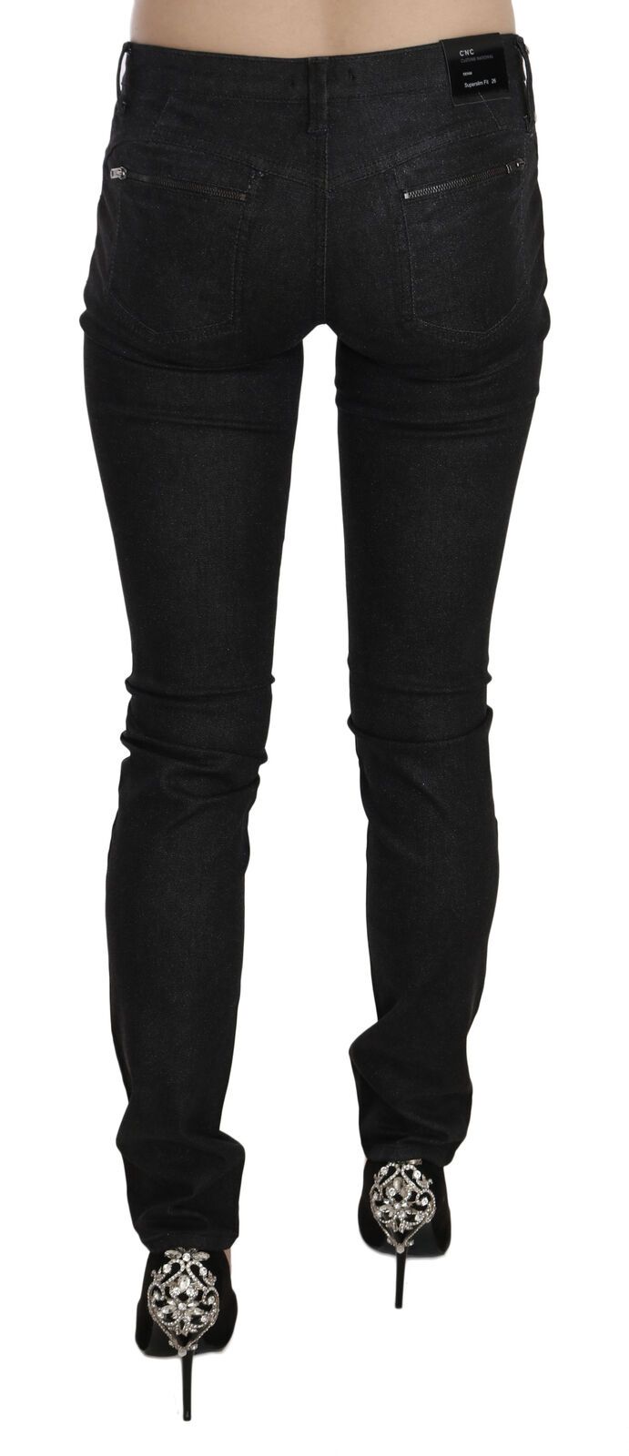 Low Waist Slim Fit Leg Skinny Denim with Zipper Closure