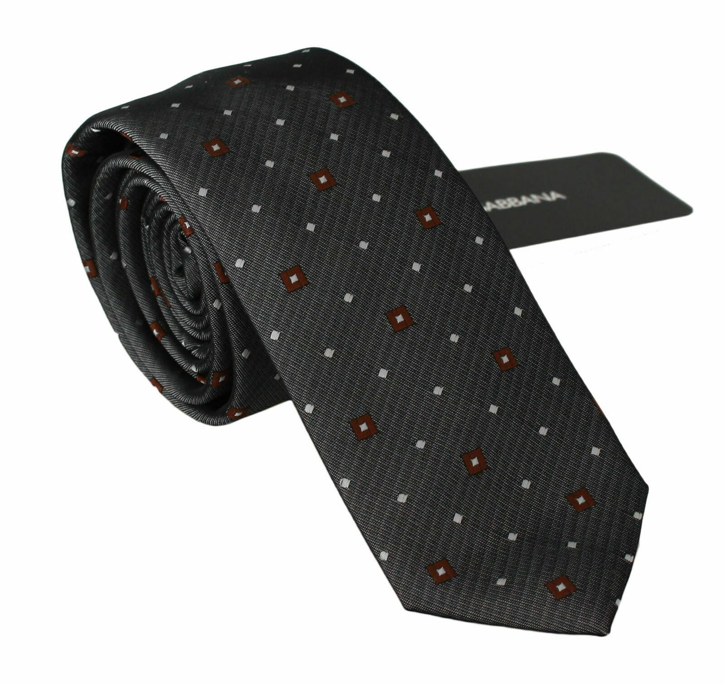 Dolce & Gabbana Elegant Gray Patterned Silk Blend Neck Tie, Made In Italy, 6cm Width, 43% Polyester 57% Silk