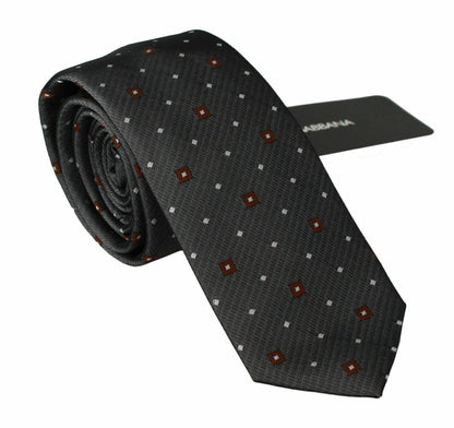 Dolce & Gabbana Elegant Gray Patterned Silk Blend Neck Tie, Made In Italy, 6cm Width, 43% Polyester 57% Silk