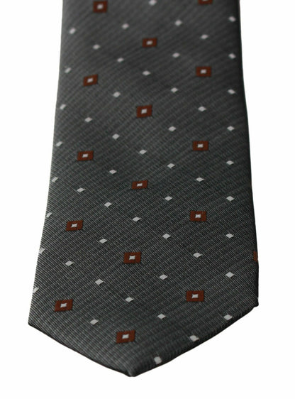 Sophisticated Dolce & Gabbana gray patterned neck tie, 100% authentic Italian luxury fashion