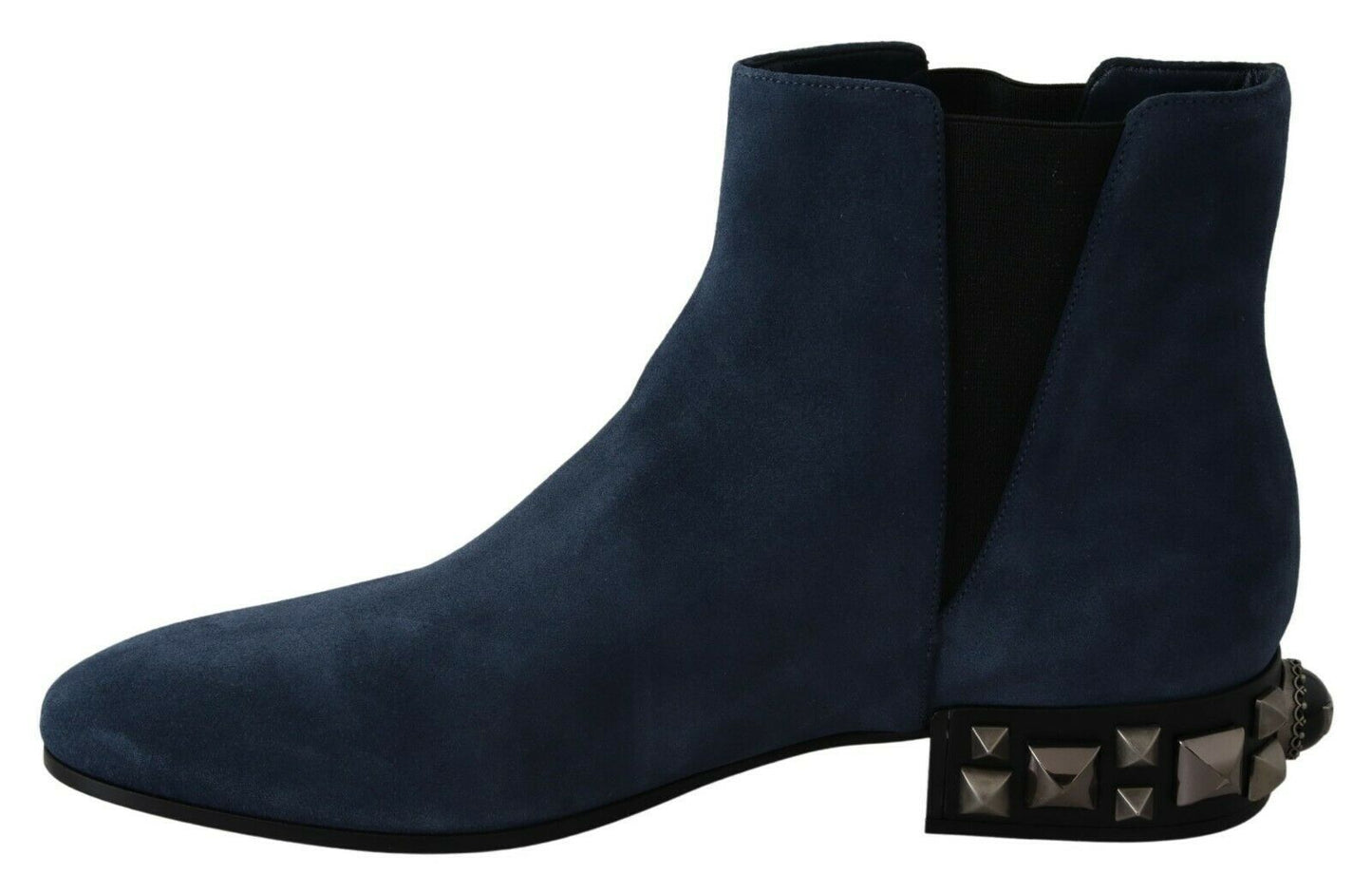 Boots crafted from sumptuous 100% suede with studded heel accents