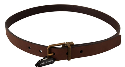 Sophisticated Dolce & Gabbana leather belt, brown with gold buckle, 3 cm width