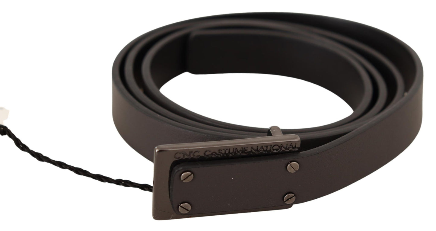  Costume National Elegant Leather Belt with Metal Buckle 