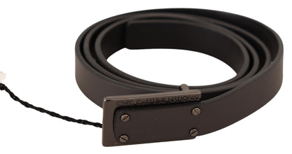 Costume National Elegant Leather Belt with Metal Buckle 
