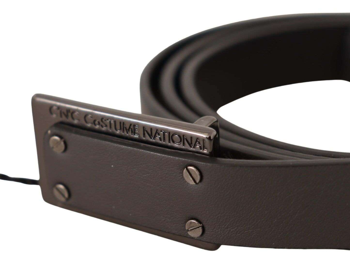  Solid pattern brown leather belt with Italian craftsmanship 