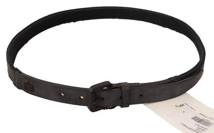 Brand new leather belt with sleek black-tone hardware and secure buckle fastening