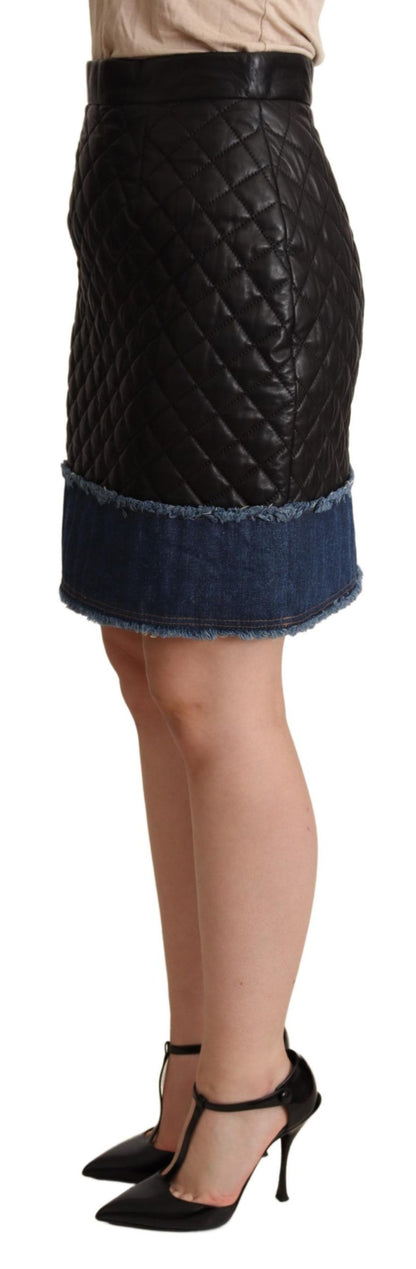 Italian-crafted sleek and elegant leather-cotton mini skirt