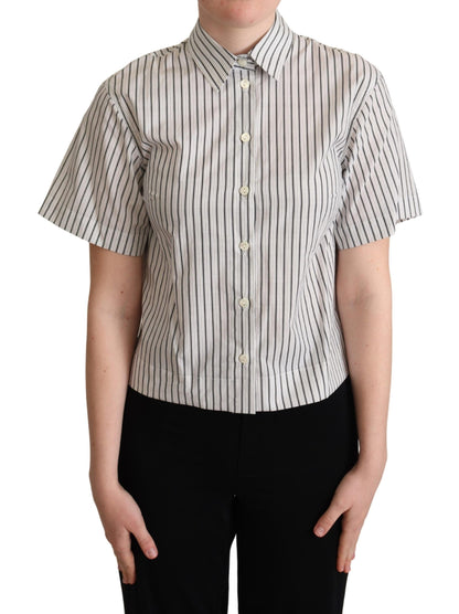 Dolce & Gabbana Chic Monochrome Striped Polo Shirt in Black and White