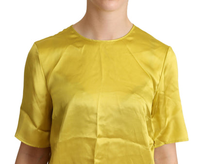 Premium silk Dolce & Gabbana blouse in sophisticated yellow color