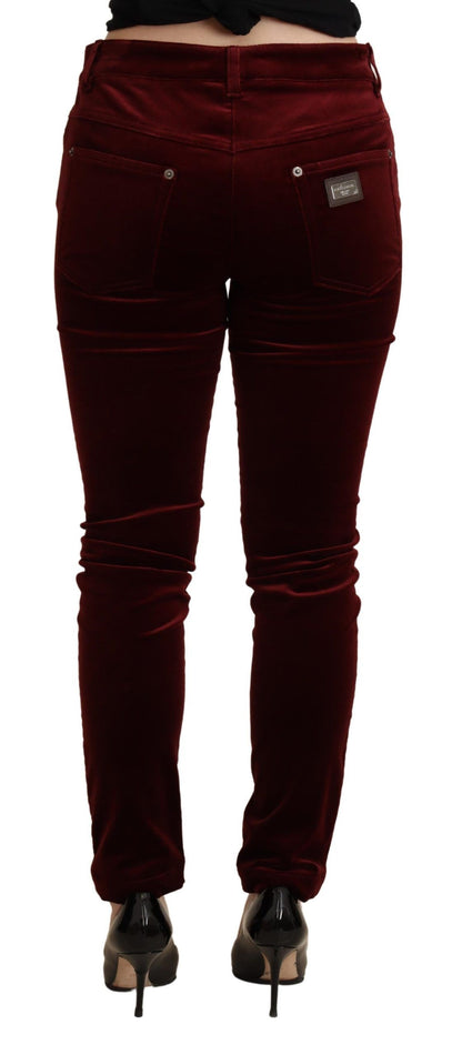 Dolce & Gabbana skinny pants featuring iconic brand logo and comfortable cotton elastane material
