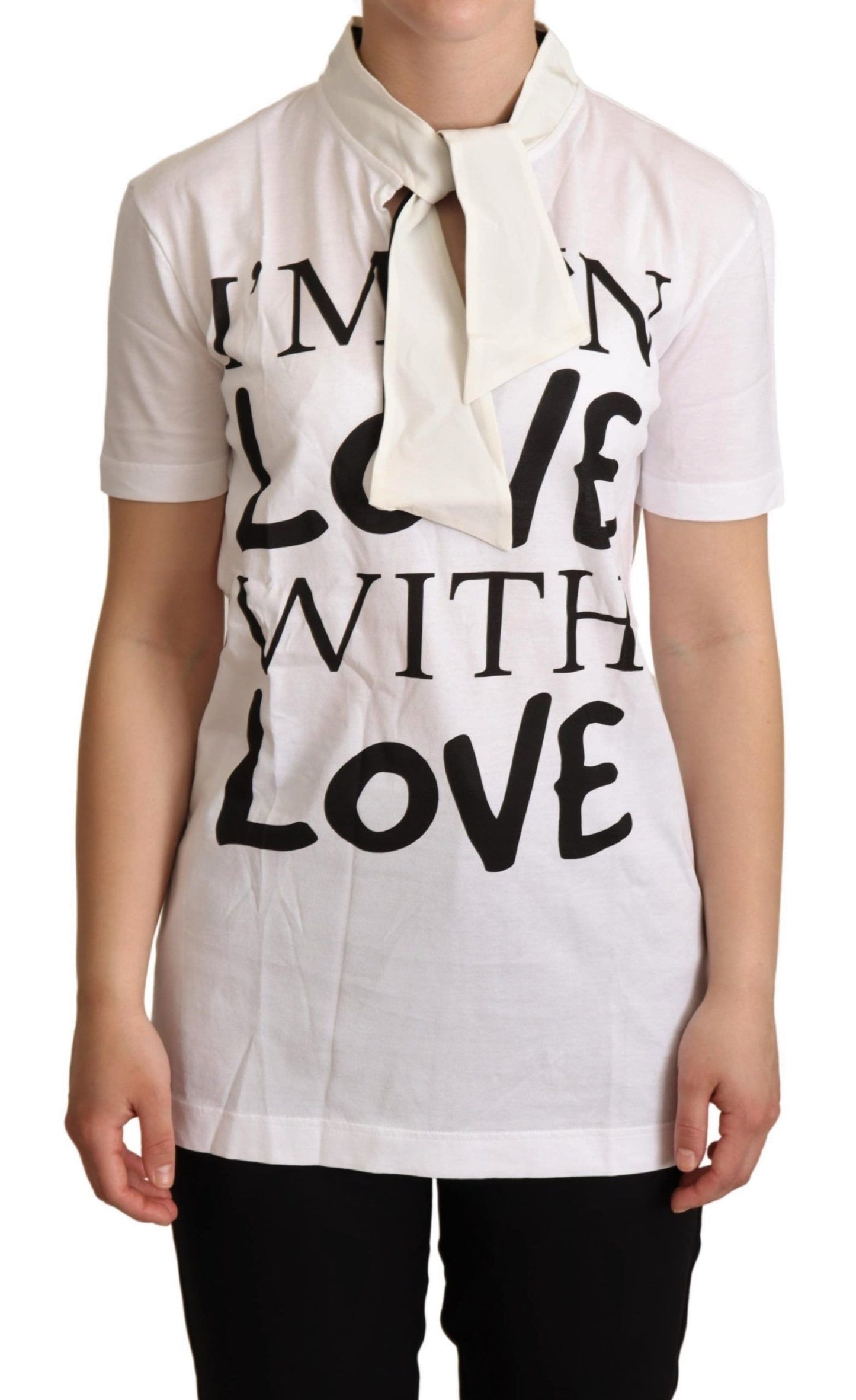 Exquisite white tee with bold 'I'M IN LOVE WITH LOVE' motif