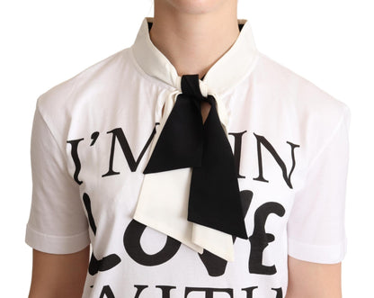 Dolce & Gabbana Chic Love Slogan Silk Cotton Tee - a wardrobe must-have for anyone looking to indulge in Italian luxury and embrace their romantic side