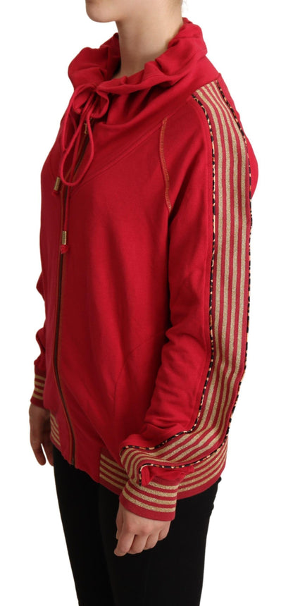 Luxurious 100% Authentic cotton full zip hooded jacket in vibrant red hue