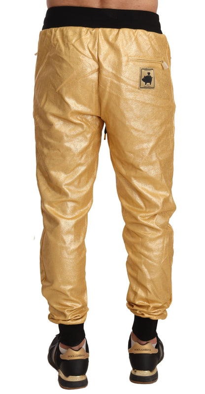 Gold Dolce & Gabbana Sweatpants with adjustable elastic waistband and zipper pockets
