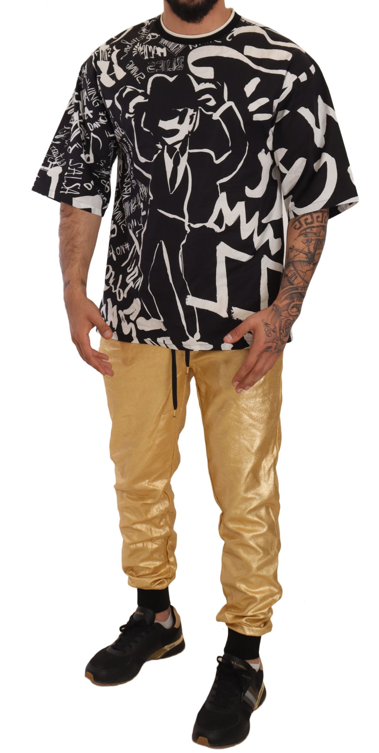 Luxurious 100% cotton Dolce & Gabbana Sweatpants with pig patch and logo details