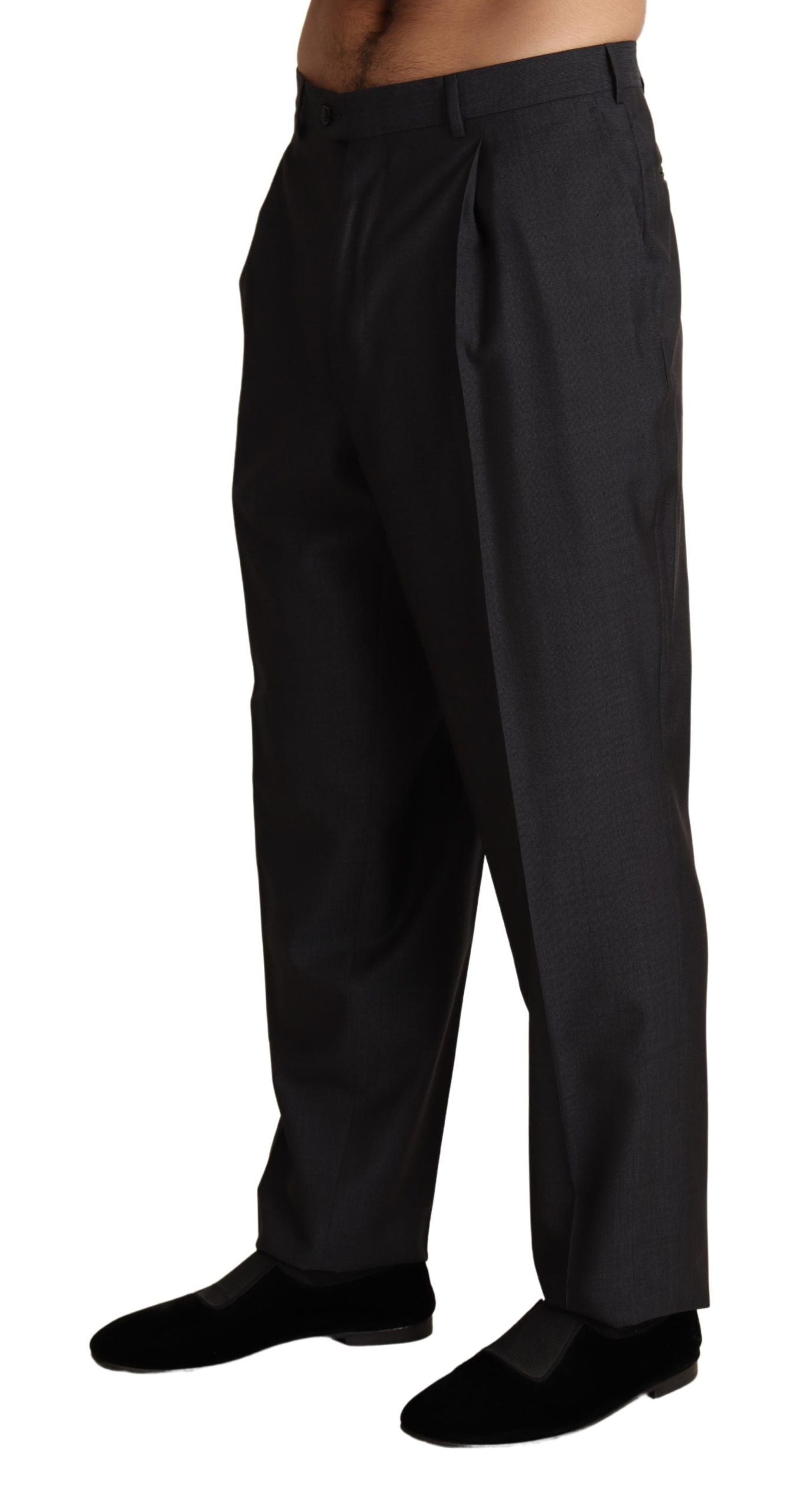 Luxurious wool and silk blend pants with logo details
