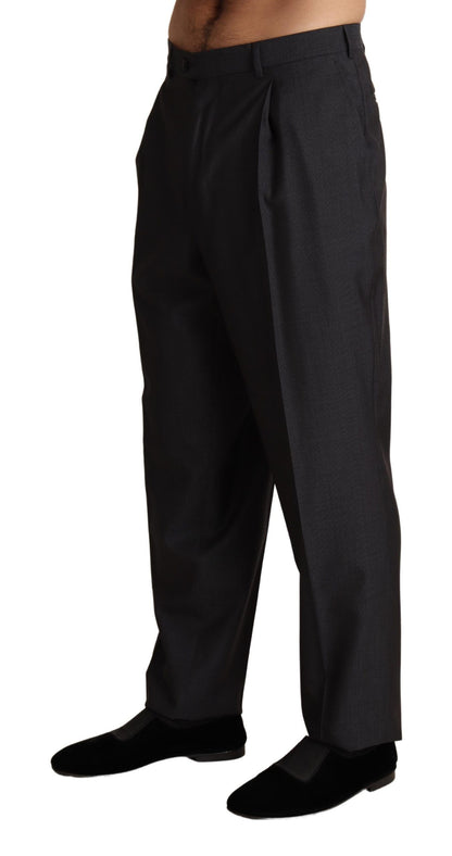 Luxurious wool and silk blend pants with logo details