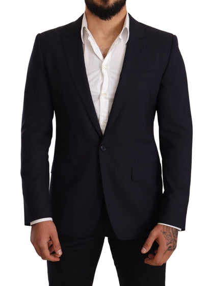 Dolce & Gabbana Navy Blue MARTINI blazer with peak lapel style