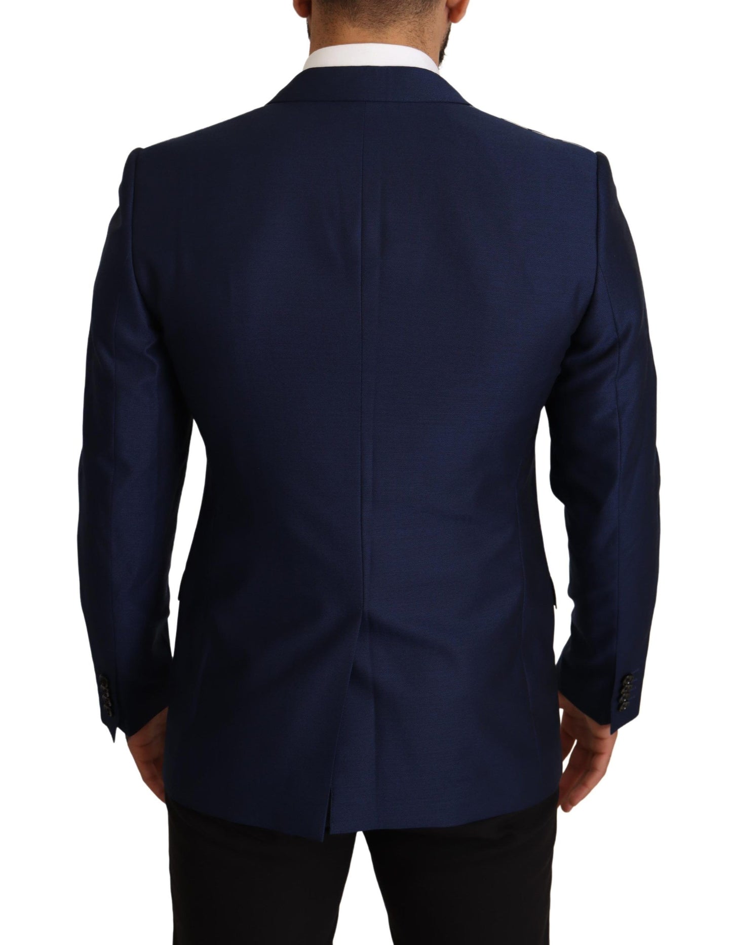 Luxurious Dolce & Gabbana Navy Blue Slim-Fit Formal Jacket in 100% Virgin Wool