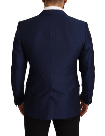 Luxurious Dolce & Gabbana Navy Blue Slim-Fit Formal Jacket in 100% Virgin Wool