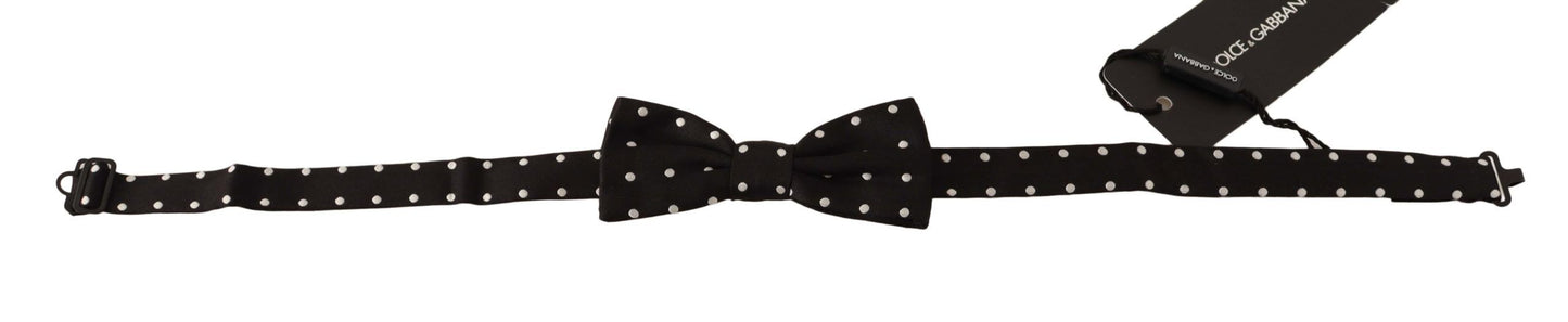  Luxurious black silk bow tie with white polka dots by Dolce & Gabbana