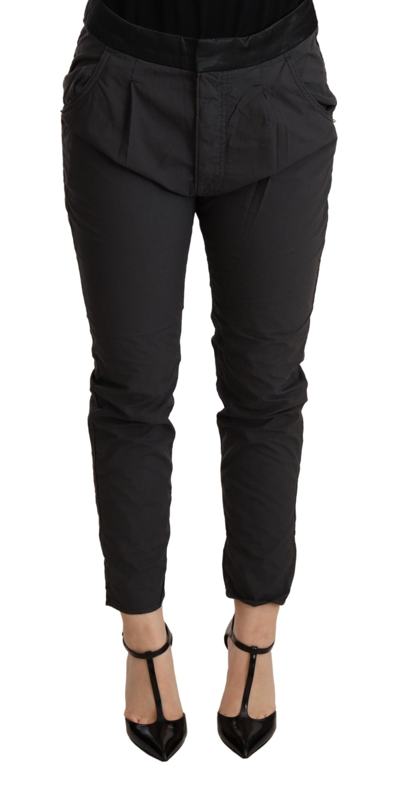 CYCLE Mid Waist Slim Fit Skinny Pants in Gray 100% Cotton
