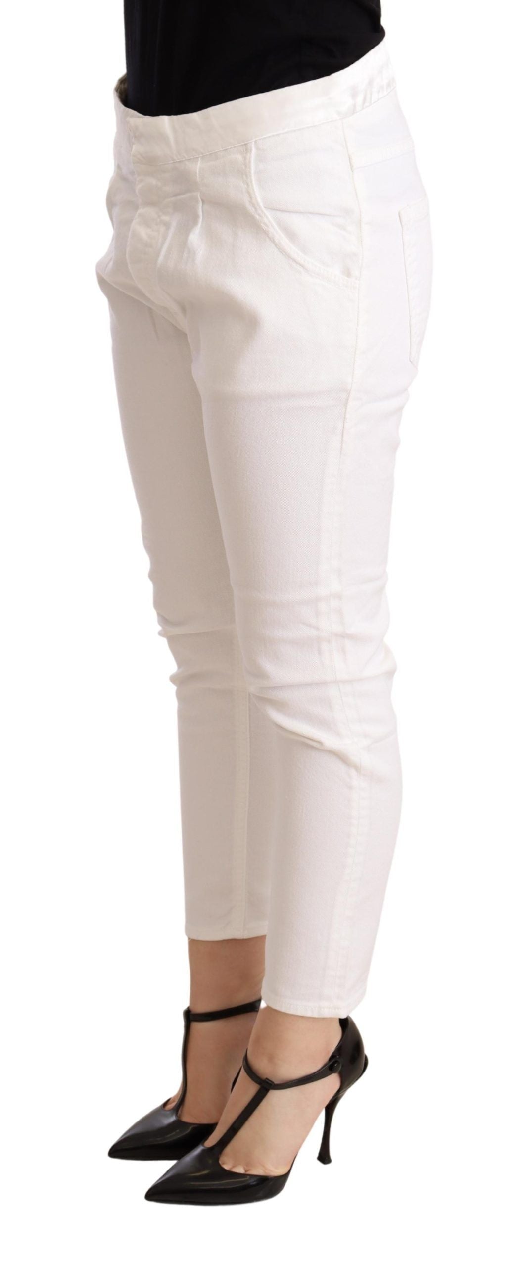 CYCLE white skinny pants with zip and button closure