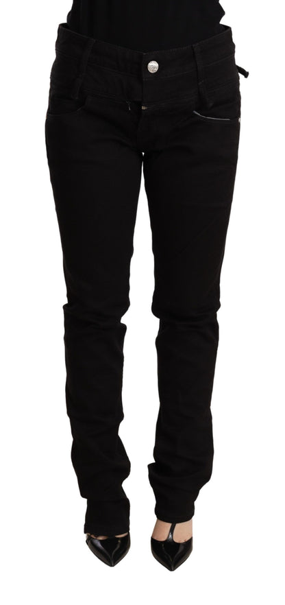 Acht Chic Low Waist Skinny Black Denim jeans made of high-quality cotton from Italy