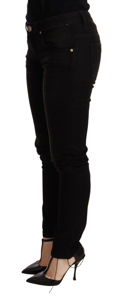 Acht Elegant Slim Fit Black Denim, High-Quality Stretch Denim Jeans
