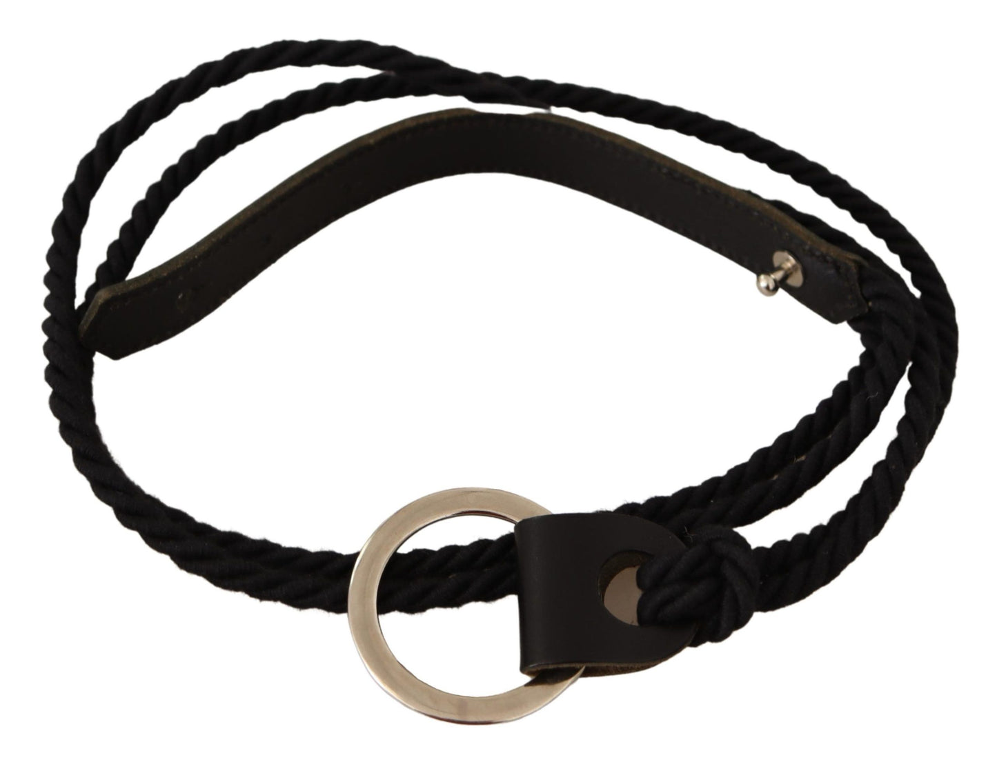 Refined black leather MILA SCHÖN skinny belt with silver metal buckle
