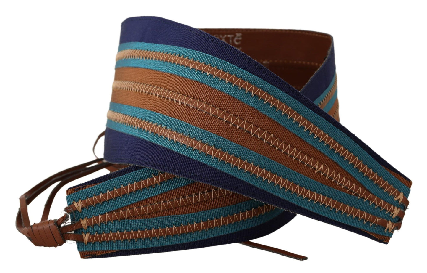 Luxurious blend of leather and denim materials, Exte signature logo detail