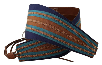 Luxurious blend of leather and denim materials, Exte signature logo detail