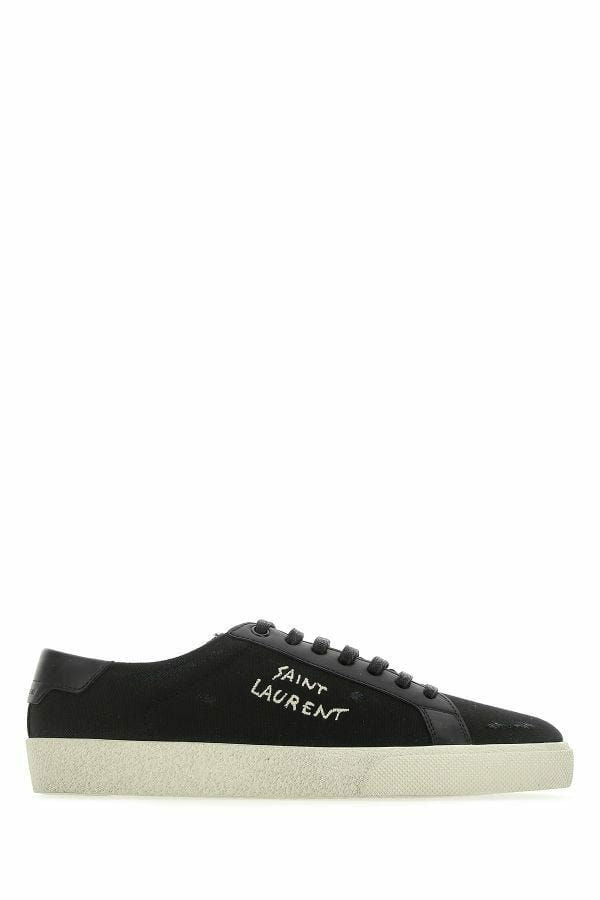 Saint Laurent Sleek Black Canvas & Leather Low-Top Sneakers with original dustbag and box