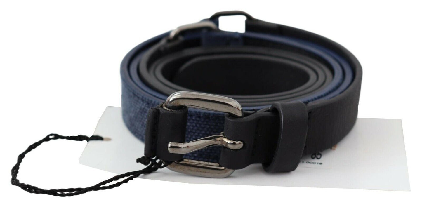 Elegant black leather adjustable belt with black-tone hardware and chic buckle fastening