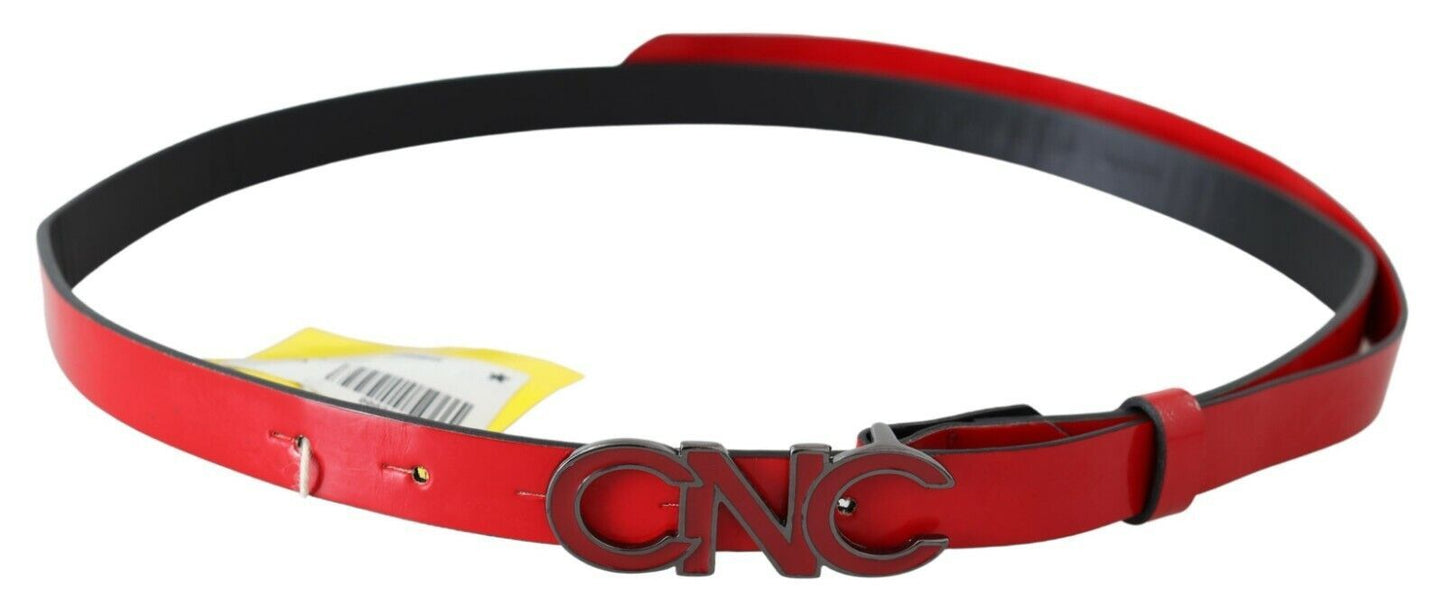  Italian elegance and bold fashion statement in red leather waist belt 