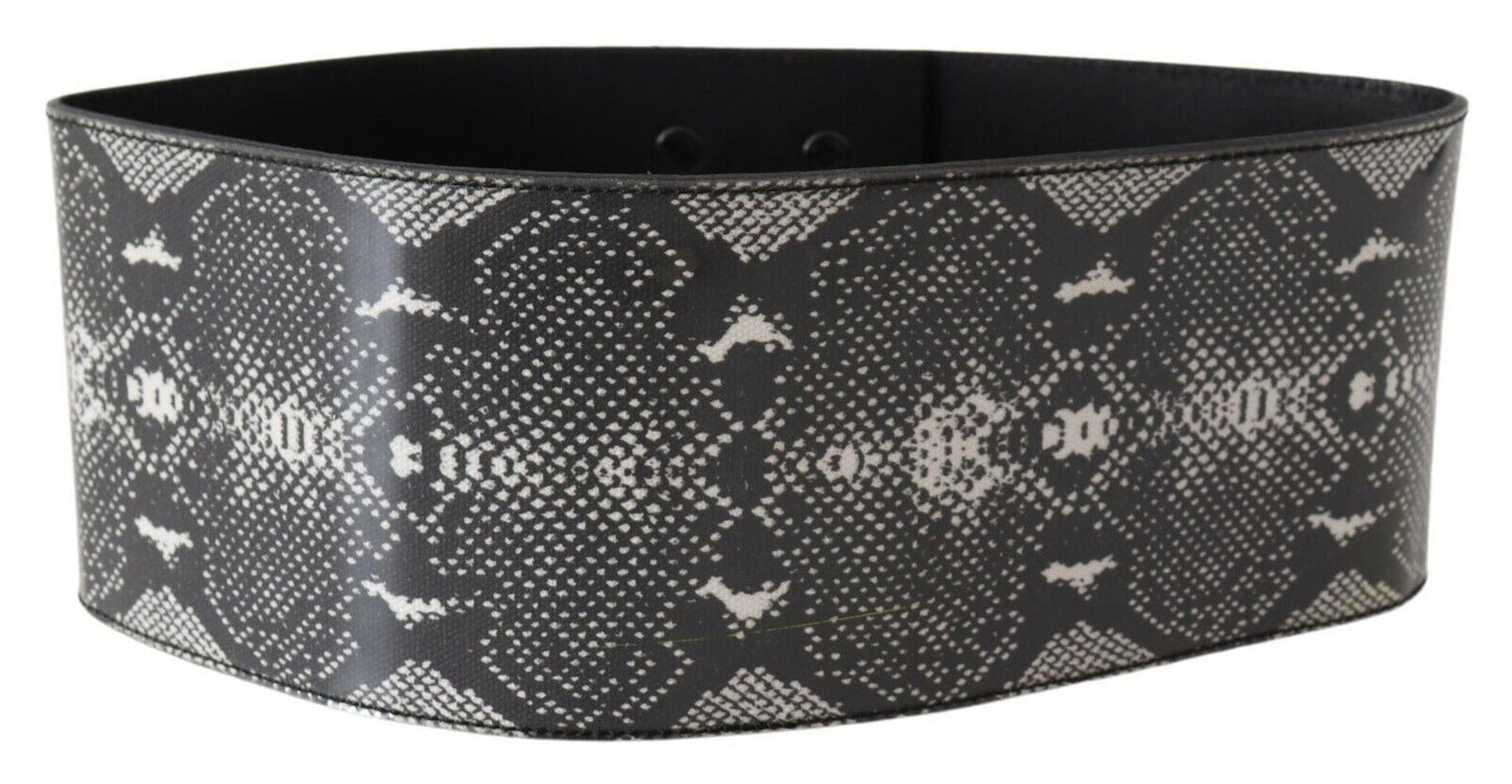 Exquisite black leather belt with alluring snakeskin pattern from Ermanno Scervino