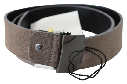 Costume National Classic Brown Leather Adjustable Belt made in Italy with sleek finish and discreet logo detail